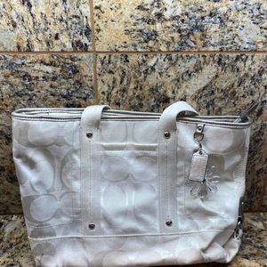 Coach white fabric purse